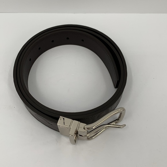 Coach reversible men belt embossed CC logo brown leather smooth adjustable new - Picture 4 of 7